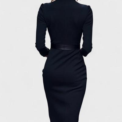Hermione – Refined Black Dress with Belt