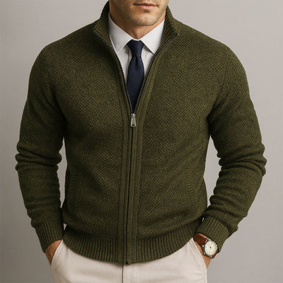 Diego – Merino Wool Zip-Up Cardigan
