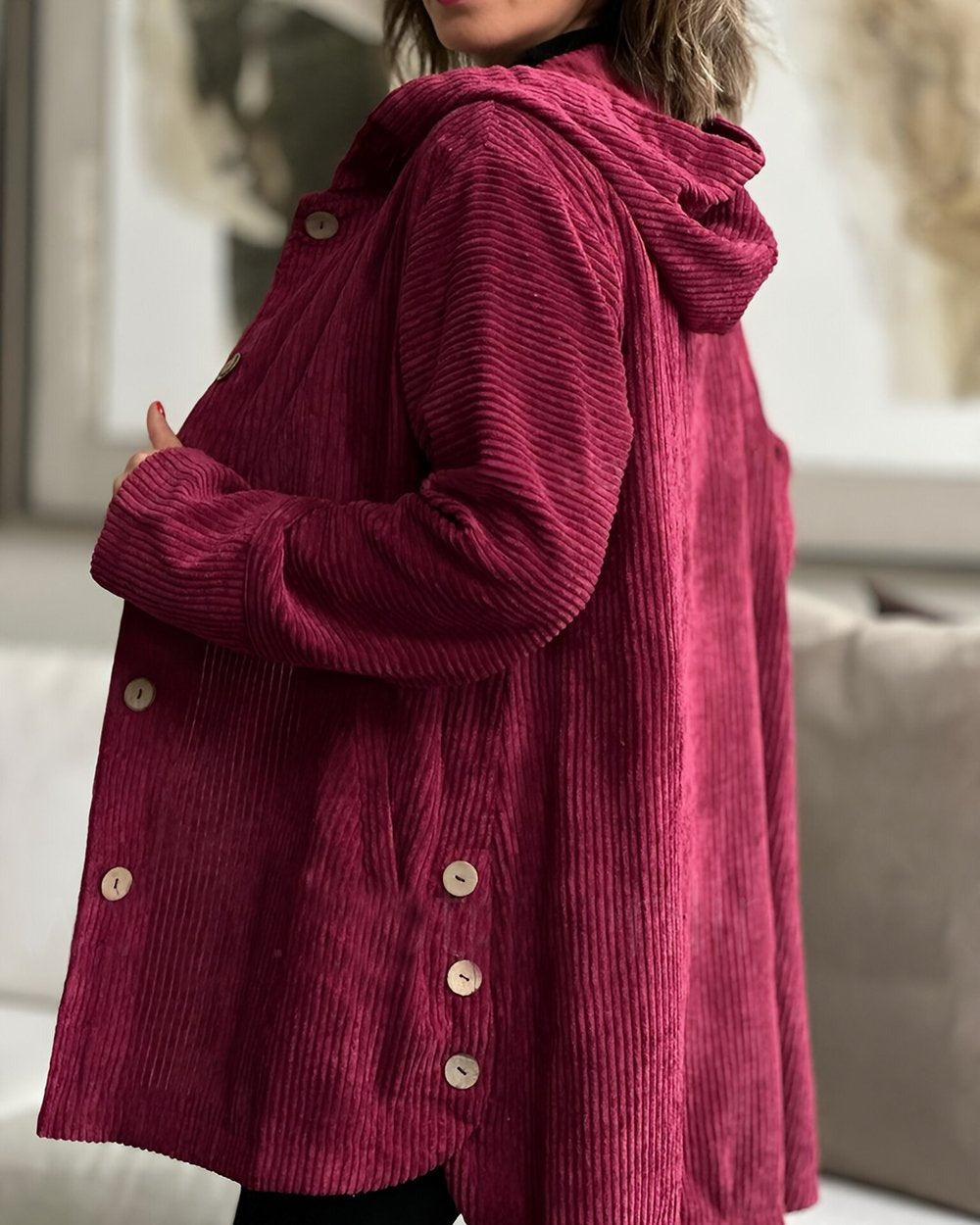 Elizabeth – Cozy Corduroy Hooded Jacket