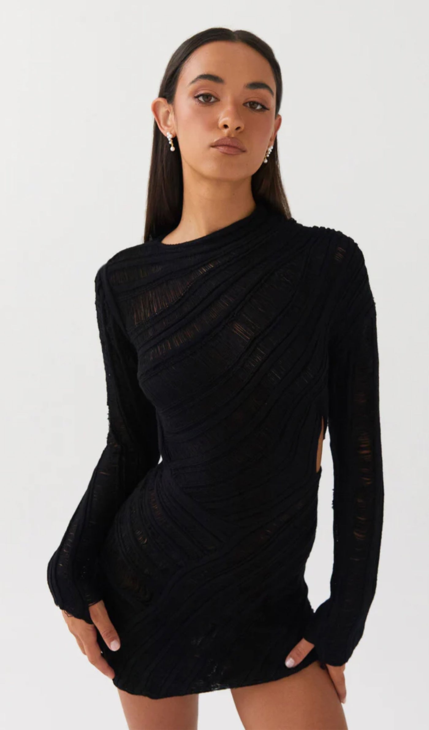 Sheer. Sultry. Unforgettable. The Hollow Out Mini Dress is made to steal the spotlight. 🔥