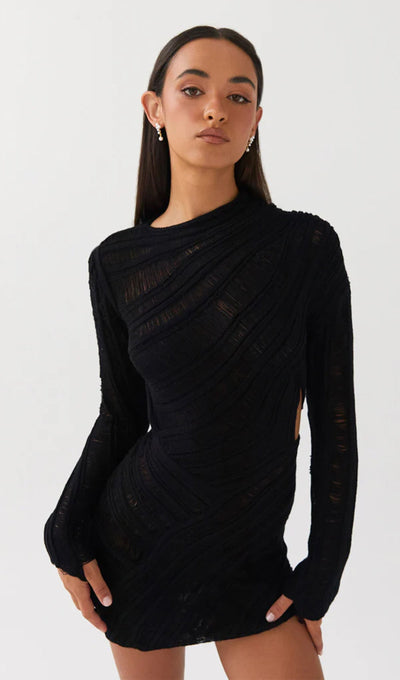 Sheer. Sultry. Unforgettable. The Hollow Out Mini Dress is made to steal the spotlight. 🔥