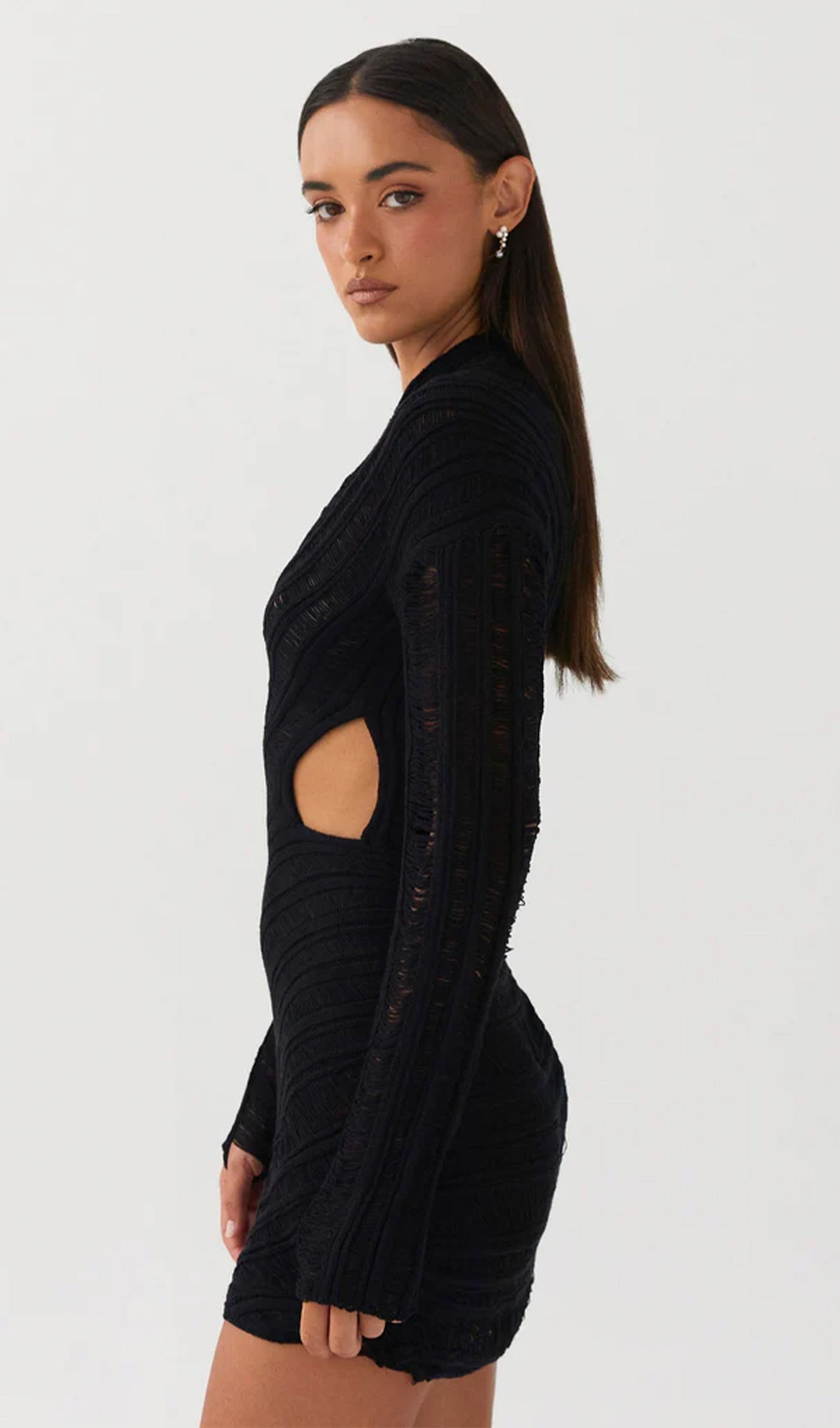 Sheer. Sultry. Unforgettable. The Hollow Out Mini Dress is made to steal the spotlight. 🔥