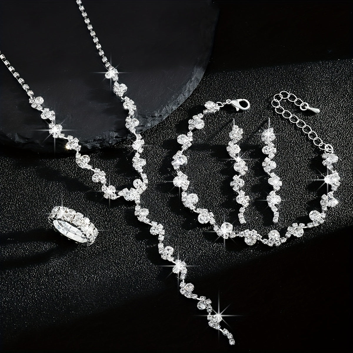 Valerine | High-End Sparkle Flower Jewelry Set