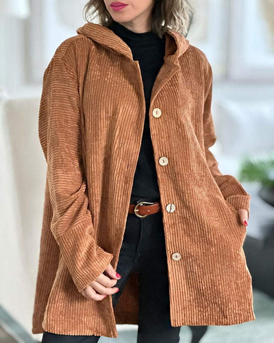 Elizabeth – Cozy Corduroy Hooded Jacket