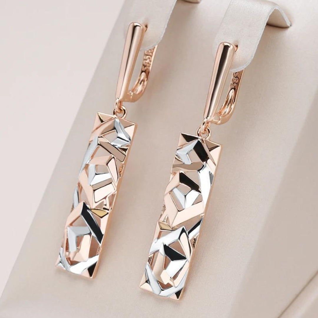 Rectangular Gold & Silver Earrings