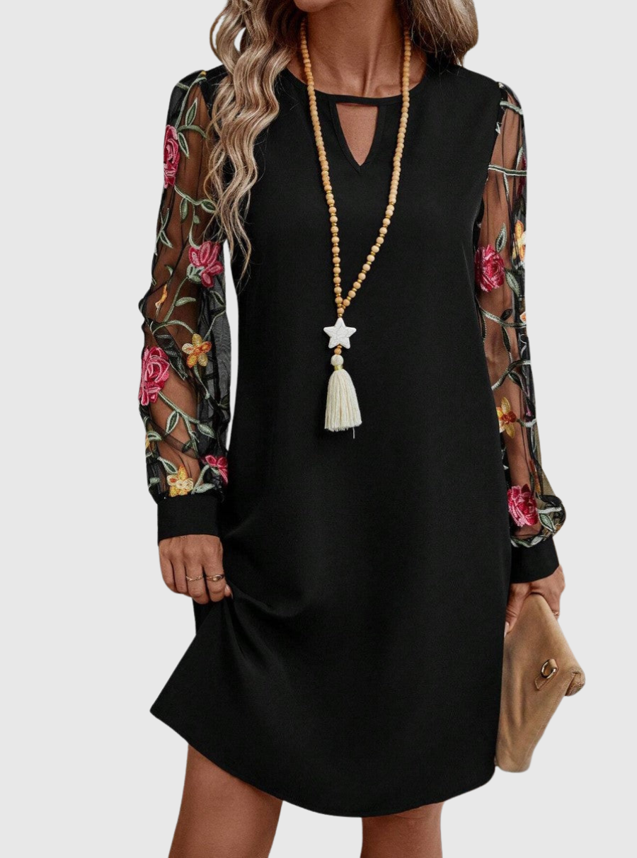 Enid – Elegant V-Neck Dress with Sleeves