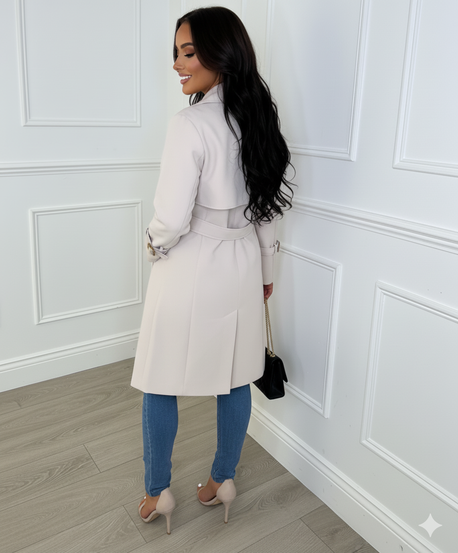 Cafe Society Beige Belted Trench Coat