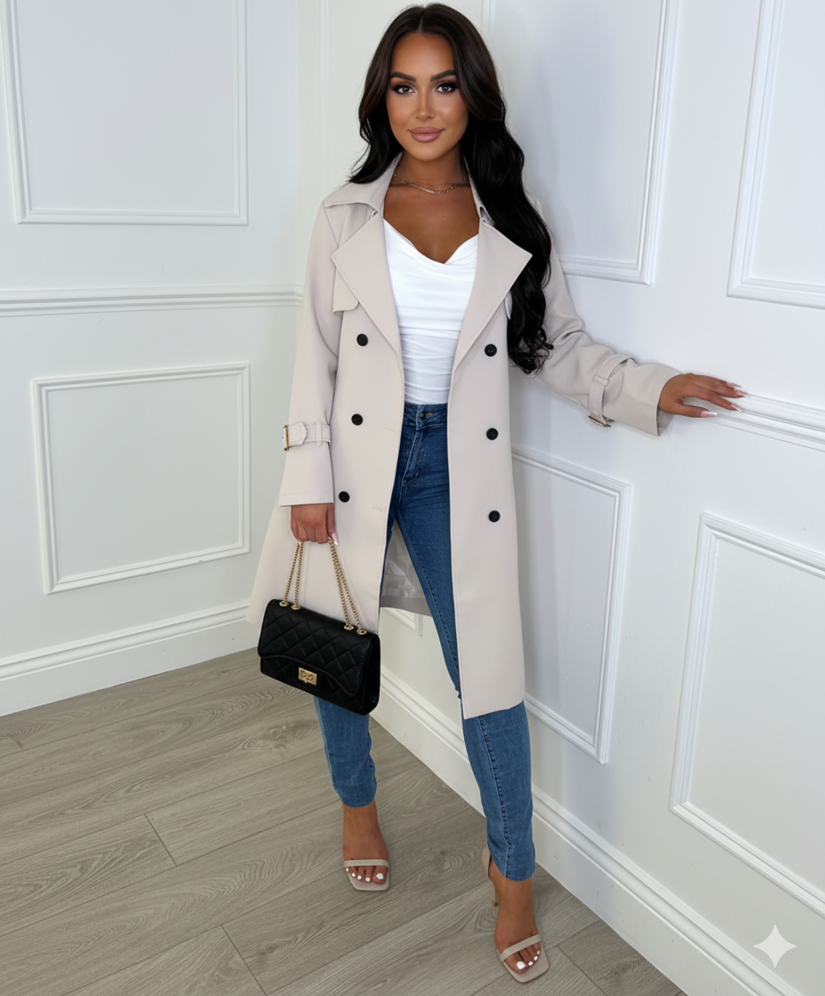 Cafe Society Beige Belted Trench Coat