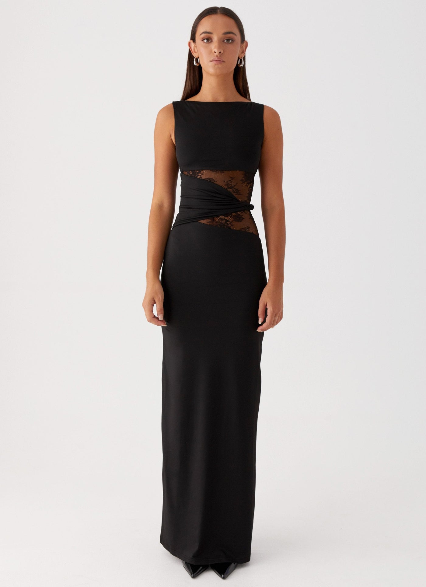 Eliana – Figure Flattering Maxi Dress with Subtle Cutouts and Delicate Lacing