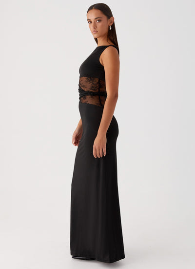 Eliana – Figure Flattering Maxi Dress with Subtle Cutouts and Delicate Lacing