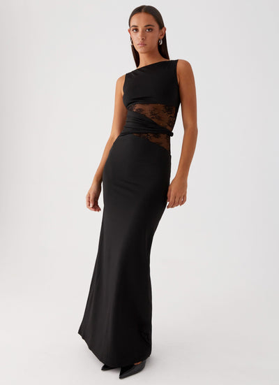 Eliana – Figure Flattering Maxi Dress with Subtle Cutouts and Delicate Lacing