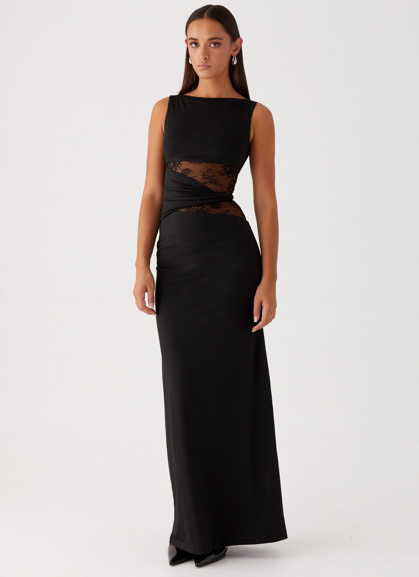 Eliana – Figure Flattering Maxi Dress with Subtle Cutouts and Delicate Lacing