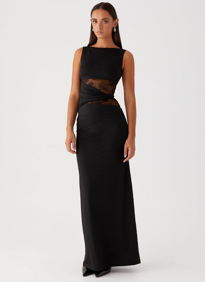 Eliana – Figure Flattering Maxi Dress with Subtle Cutouts and Delicate Lacing