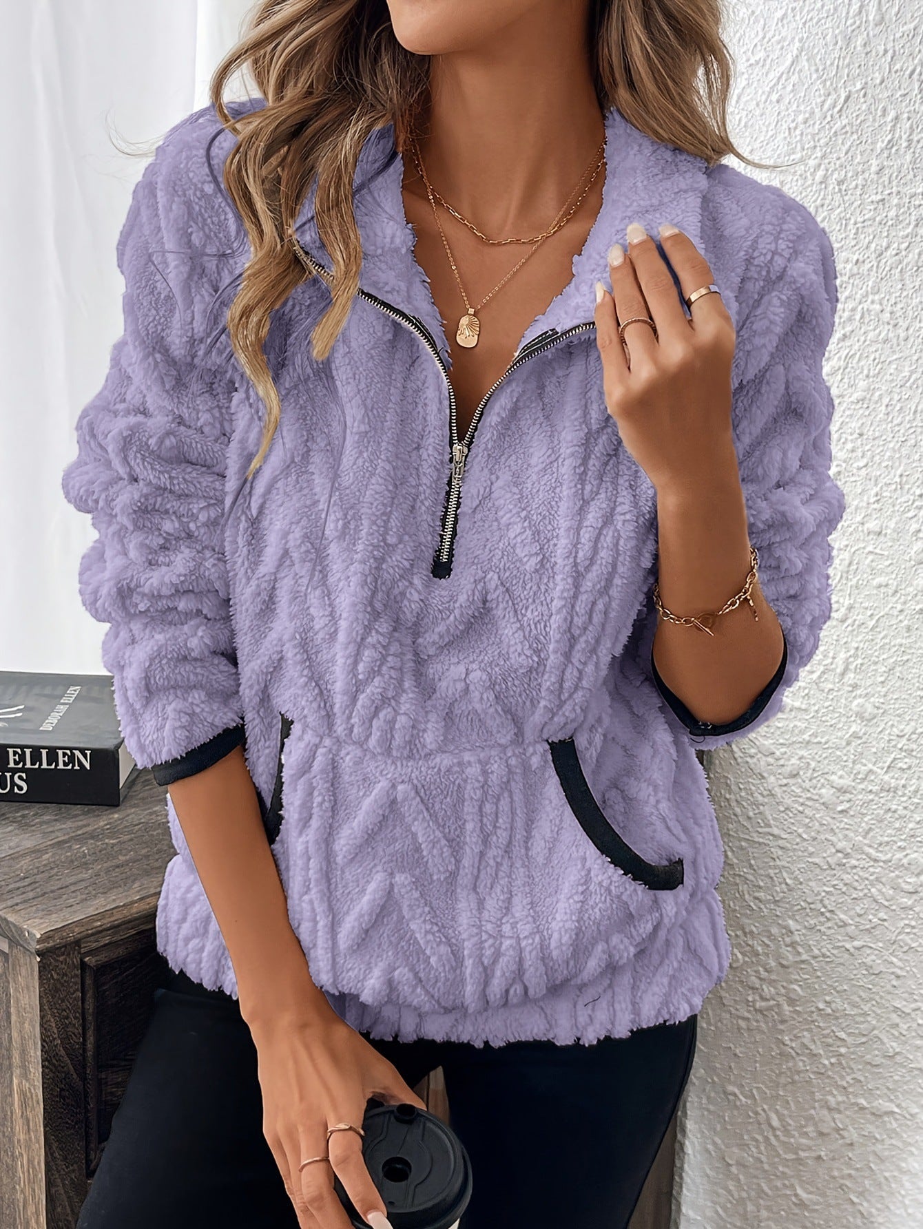 Gemma – Fluffy Half-Zip Sweatshirt