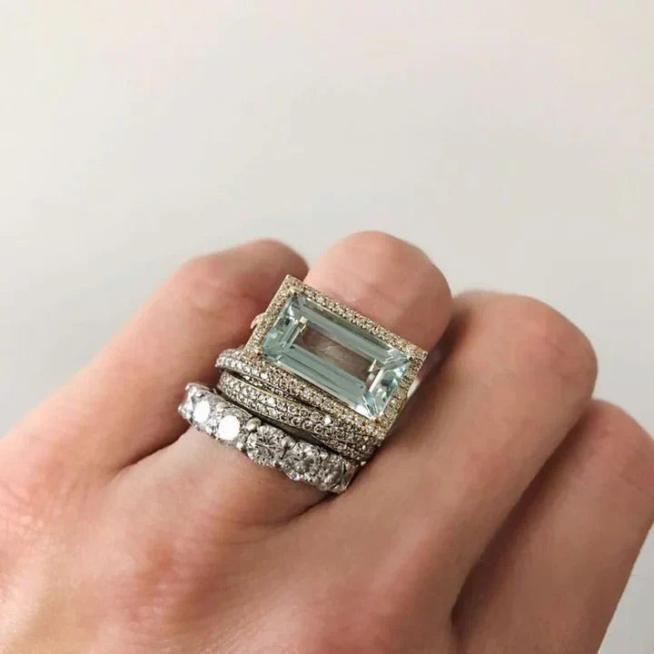 Turquoise Glass Ring Set