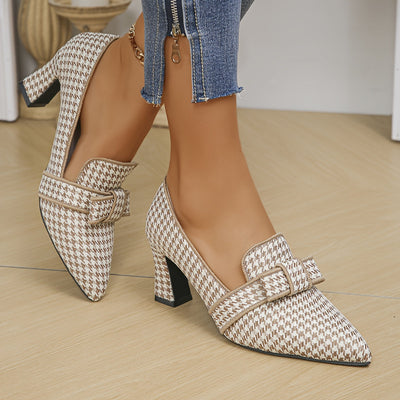 Leontine – Houndstooth Heeled Pumps