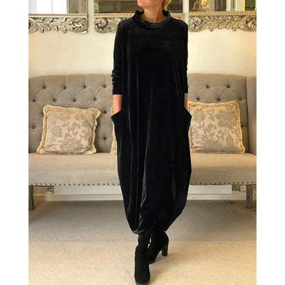 Etta – Elegant Velvety Winter Dress with Pockets