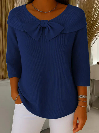 Amber – Cotton-Blend Sweater with Bow Detail
