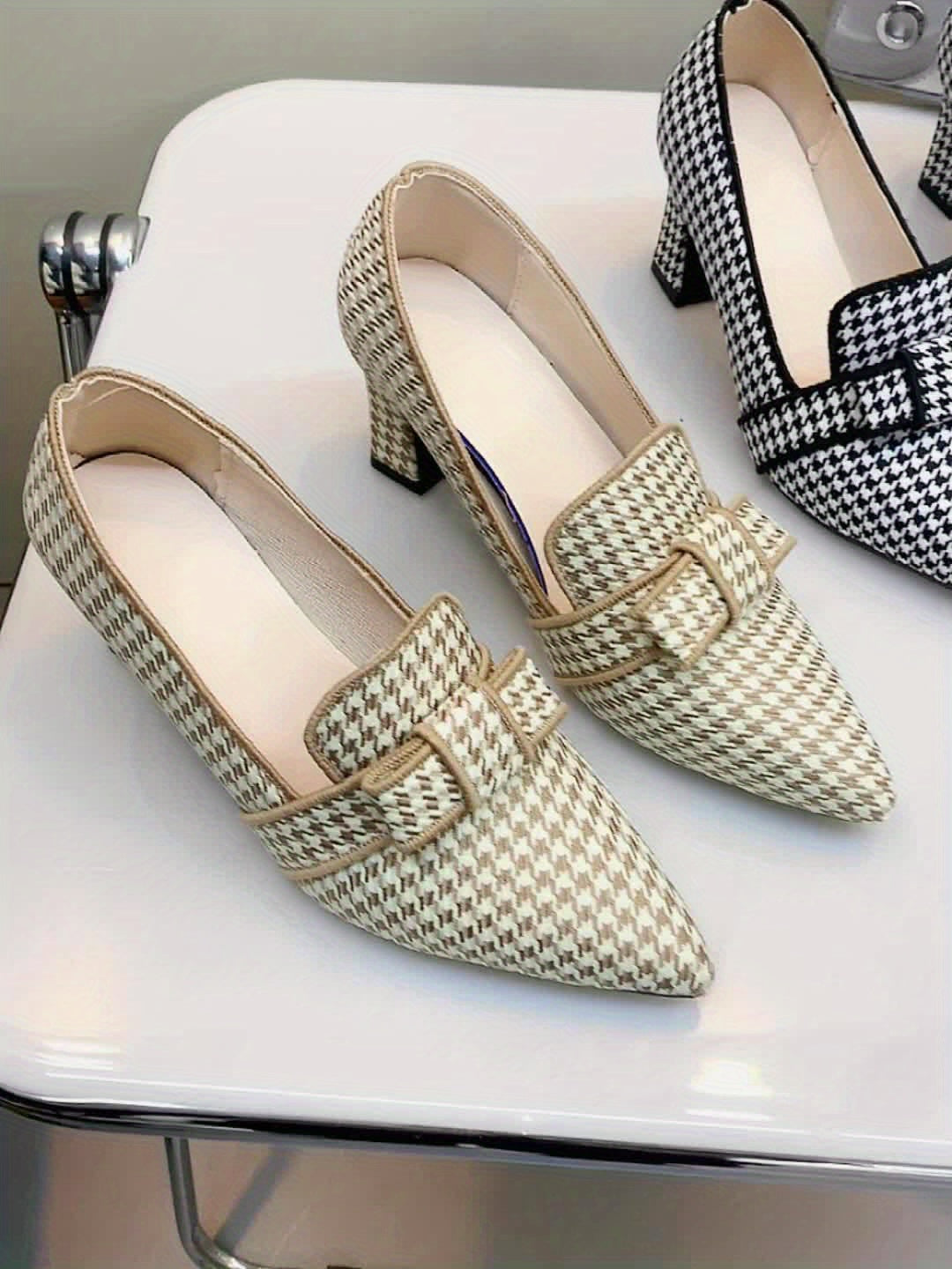 Leontine – Houndstooth Heeled Pumps