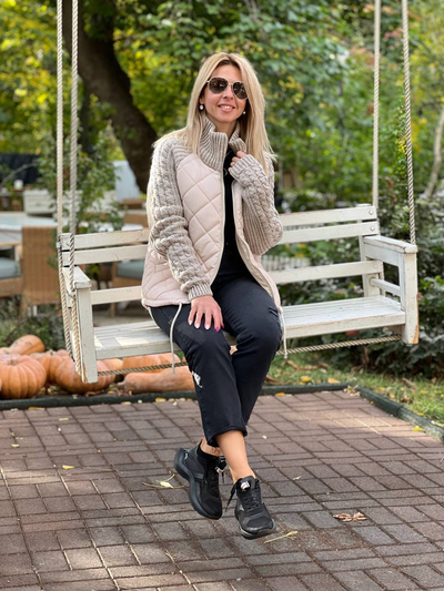 Hallie – Patchwork Knitted Jacket for Cozy Confidence