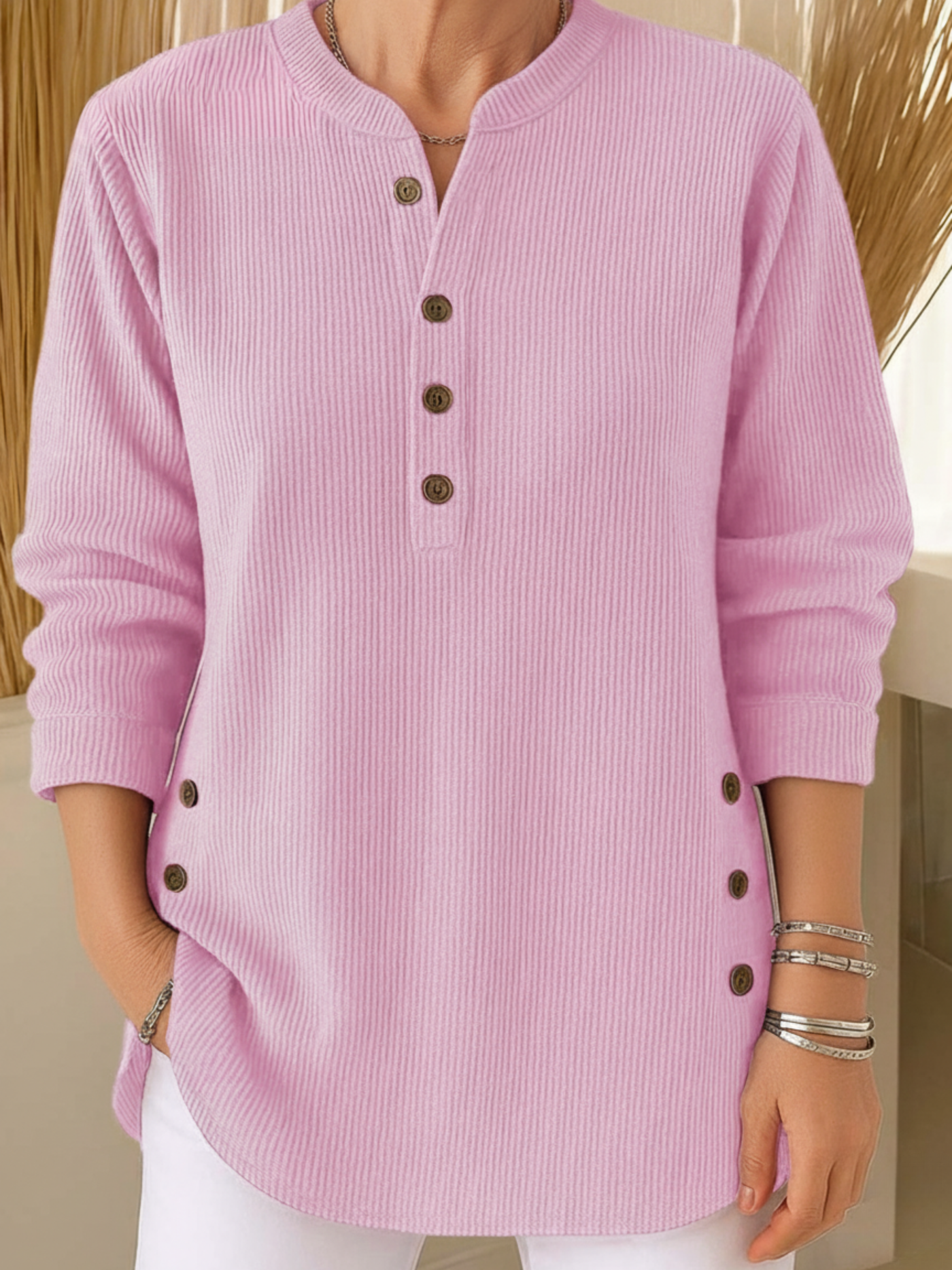 Evadne – Plain Long-Sleeved Knit Sweater
