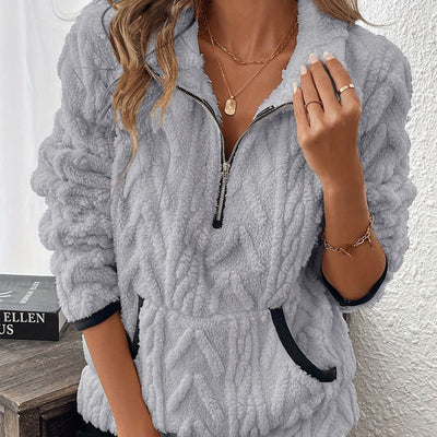 Gemma – Fluffy Half-Zip Sweatshirt
