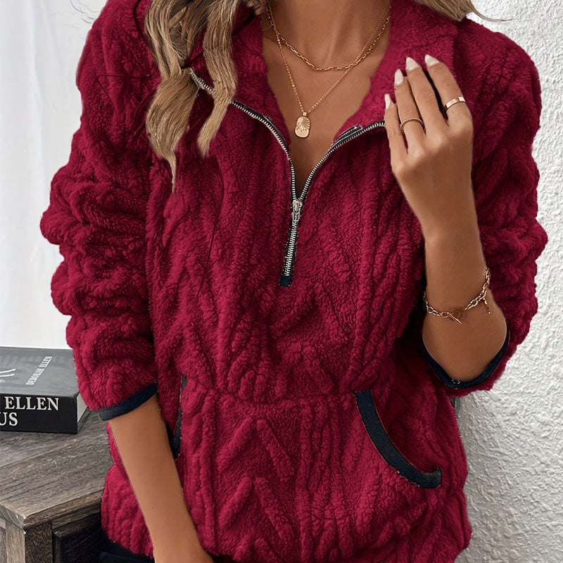 Gemma – Fluffy Half-Zip Sweatshirt