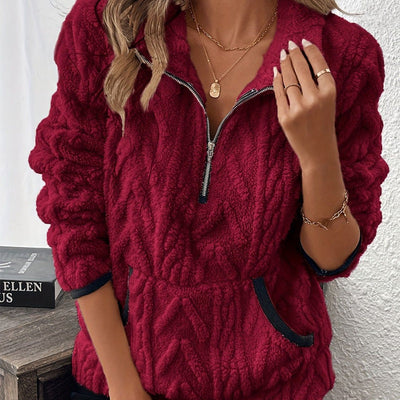 Gemma – Fluffy Half-Zip Sweatshirt